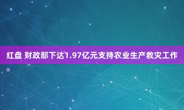 红盘 财政部下达1.97亿元支持农业生产救灾工作