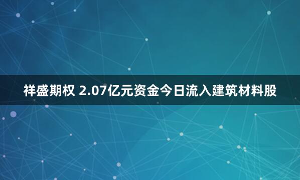 祥盛期权 2.07亿元资金今日流入建筑材料股