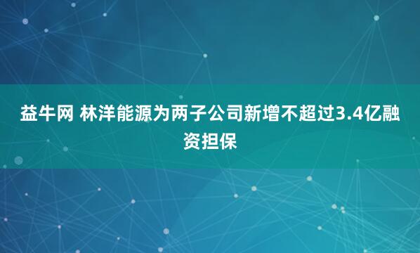 益牛网 林洋能源为两子公司新增不超过3.4亿融资担保